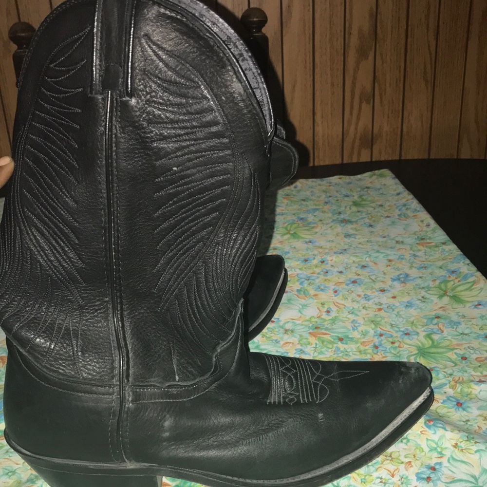 Black Leather Cowboy Boots (9.5)